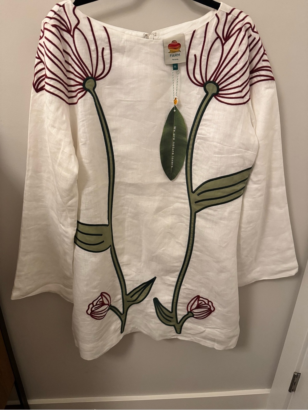Off-White Flower Long Sleeve Mini Dress - Picture 2 of 5